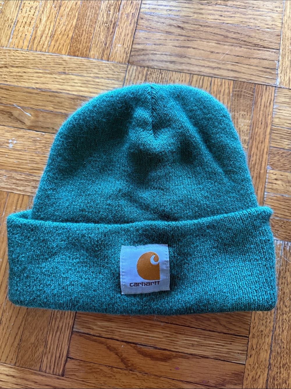 CarharttTeal Green Knit Cuffed Beanie with Logo Patch